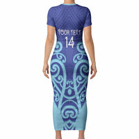 Northland Custom Rugby New Zealand Short Sleeve Bodycon Dress Aotearoa Maori Pukana Tiki Mascot