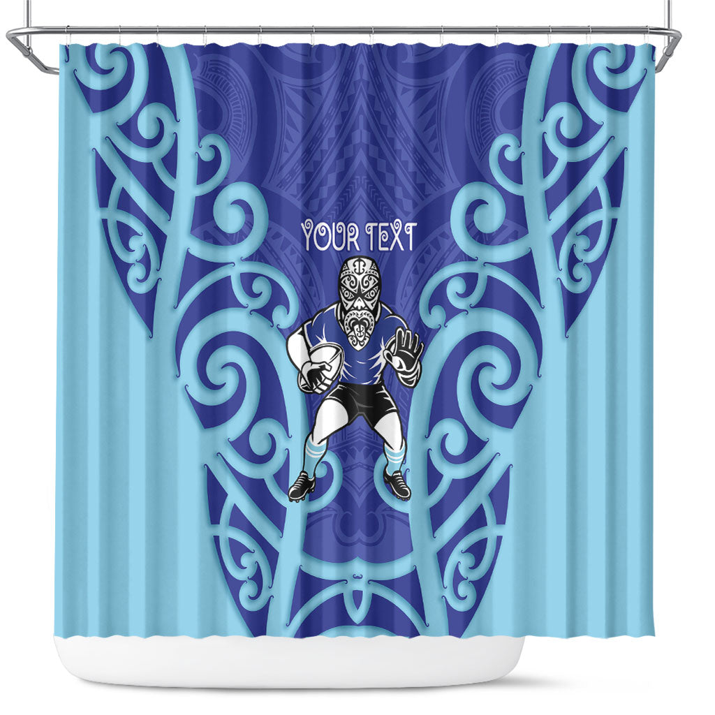 Northland Custom Rugby New Zealand Shower Curtain Aotearoa Maori Pukana Tiki Mascot