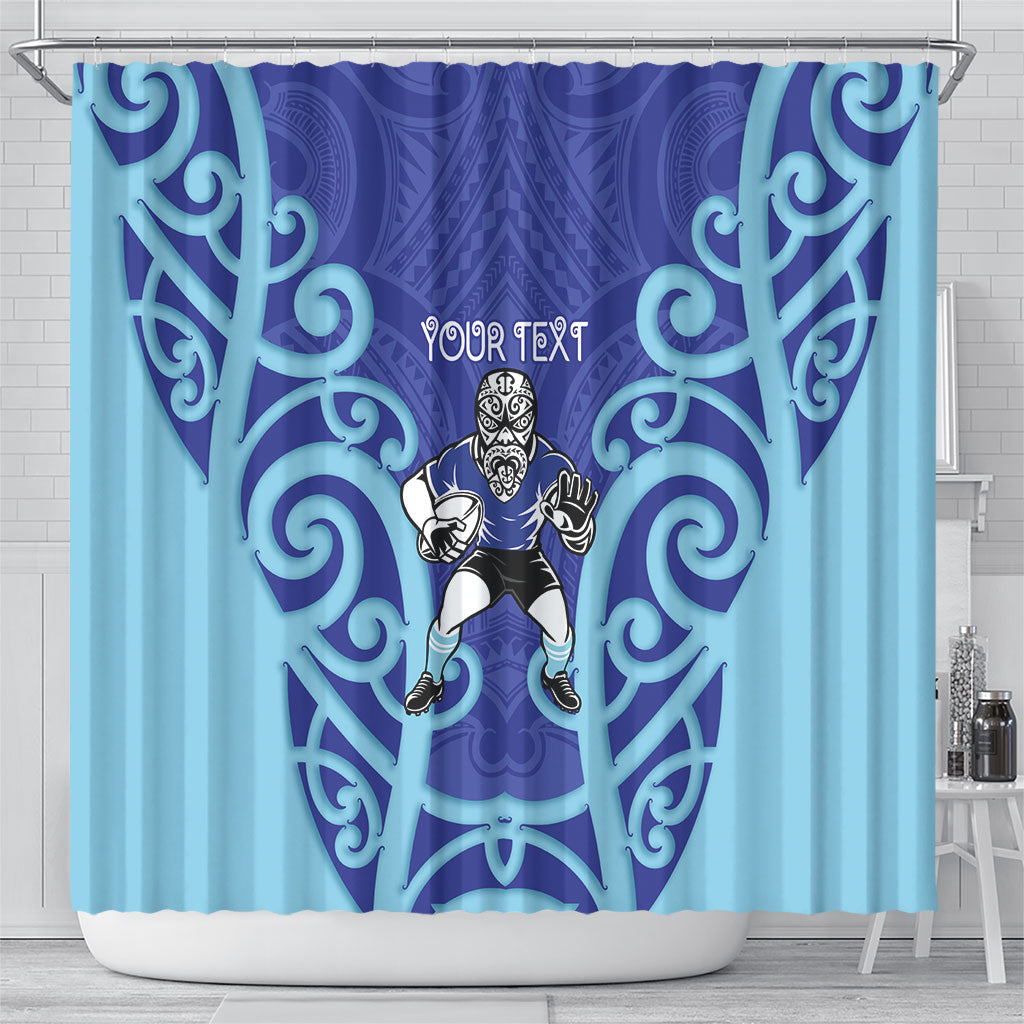Northland Custom Rugby New Zealand Shower Curtain Aotearoa Maori Pukana Tiki Mascot