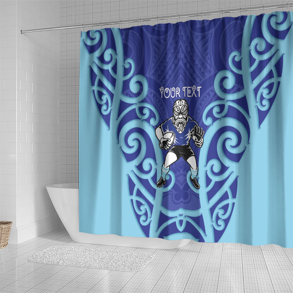 Northland Custom Rugby New Zealand Shower Curtain Aotearoa Maori Pukana Tiki Mascot