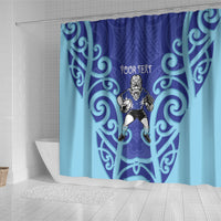 Northland Custom Rugby New Zealand Shower Curtain Aotearoa Maori Pukana Tiki Mascot