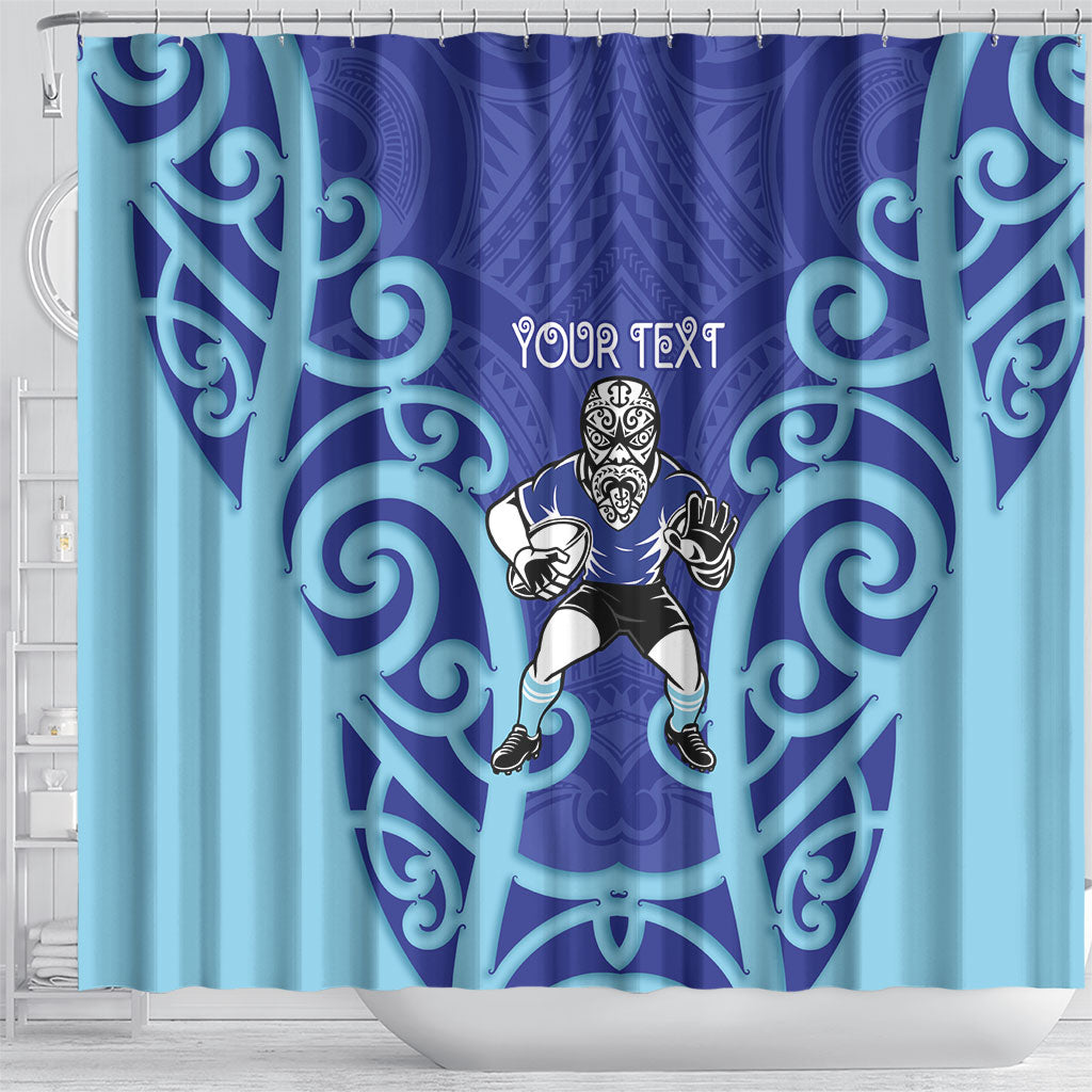 Northland Custom Rugby New Zealand Shower Curtain Aotearoa Maori Pukana Tiki Mascot