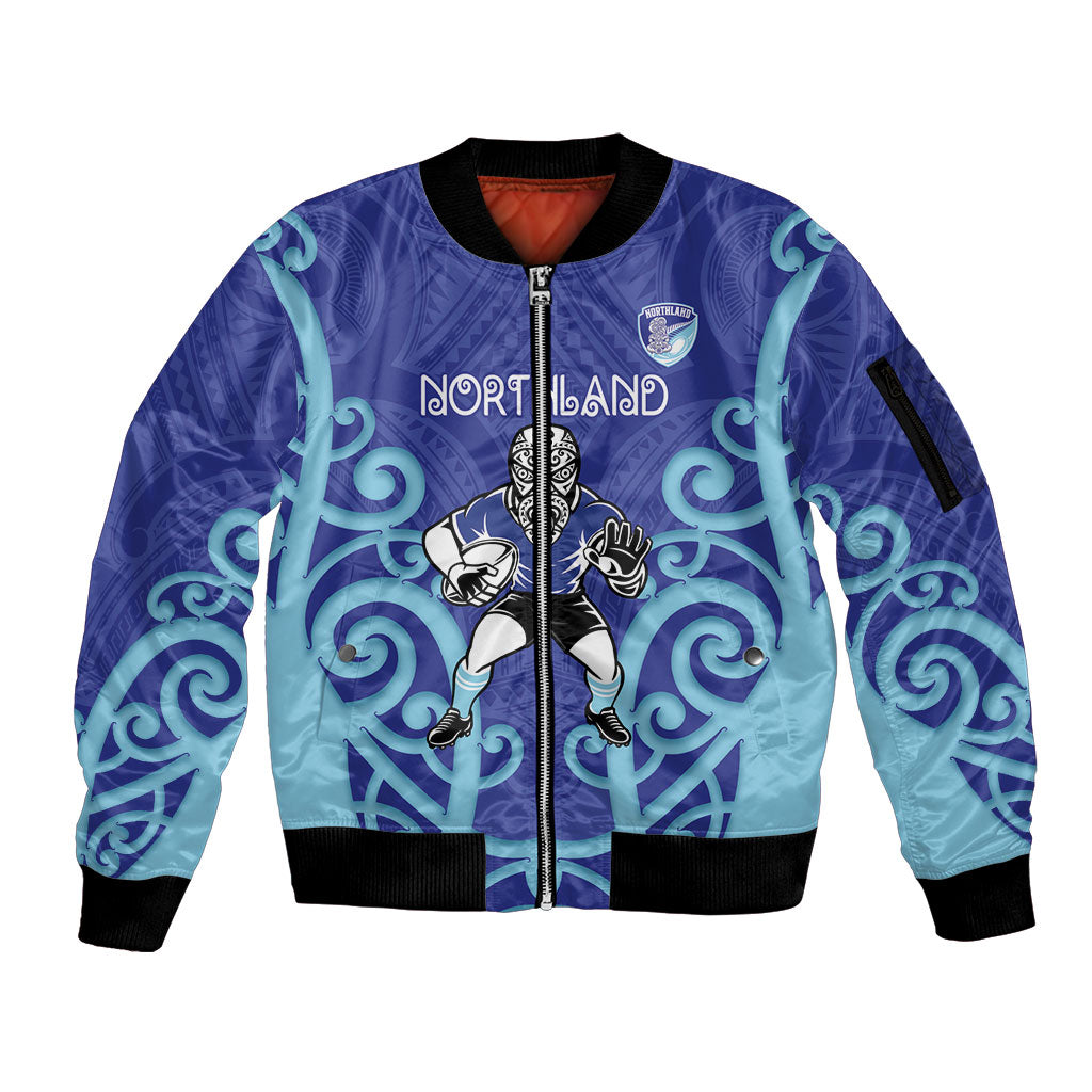 Northland Custom Rugby New Zealand Sleeve Zip Bomber Jacket Aotearoa Maori Pukana Tiki Mascot