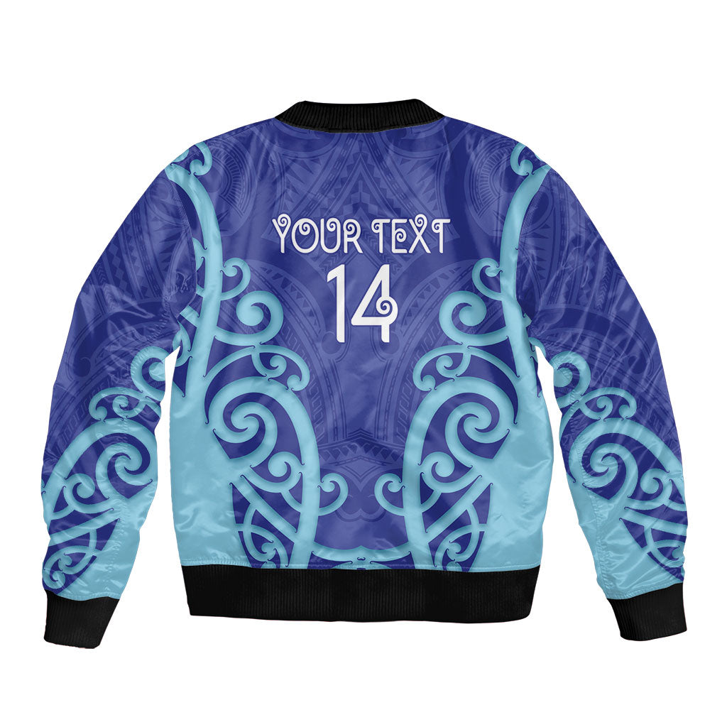 Northland Custom Rugby New Zealand Sleeve Zip Bomber Jacket Aotearoa Maori Pukana Tiki Mascot