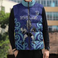 Northland Custom Rugby New Zealand Sleeveless Puffer Jacket Aotearoa Maori Pukana Tiki Mascot