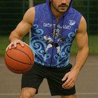 Northland Custom Rugby New Zealand Sleeveless Zip Hoodie Aotearoa Maori Pukana Tiki Mascot