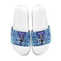 Northland Custom Rugby New Zealand Slide Sandals Aotearoa Maori Pukana Tiki Mascot