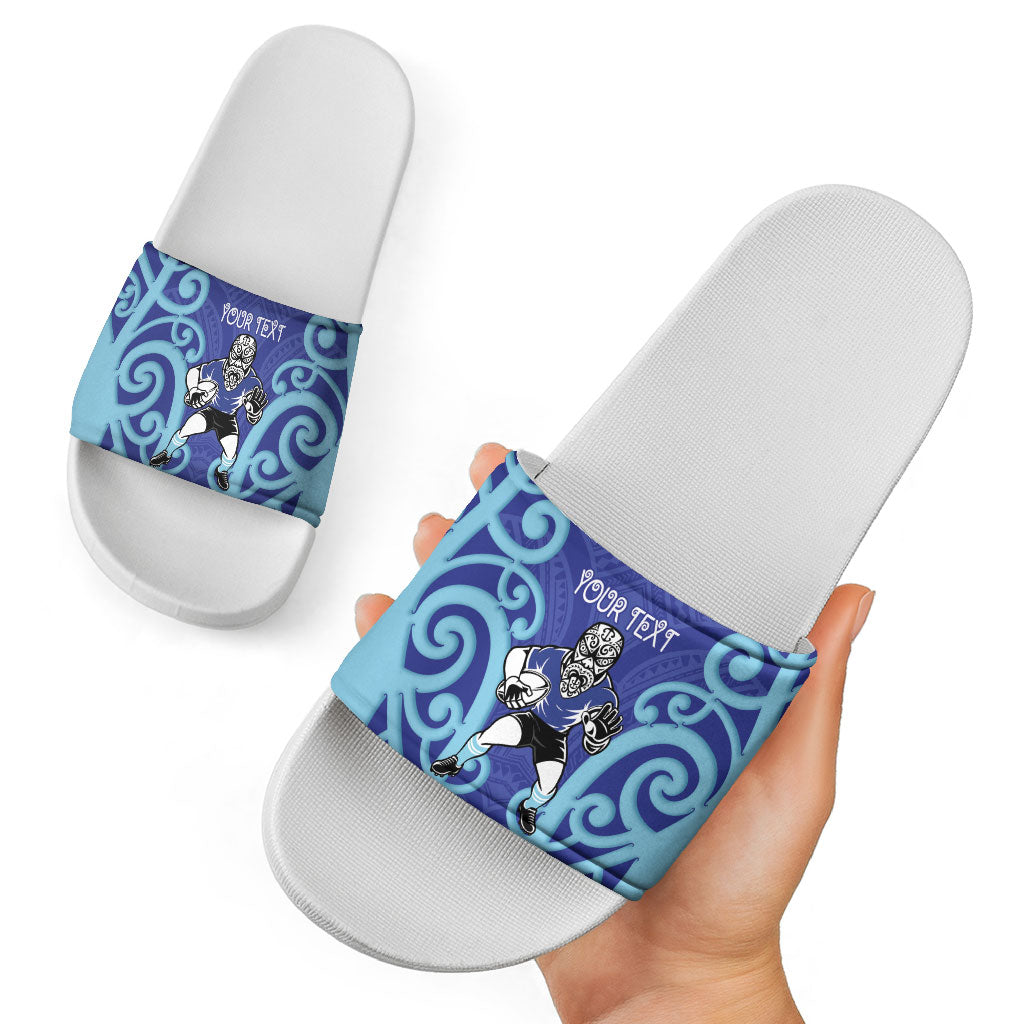 Northland Custom Rugby New Zealand Slide Sandals Aotearoa Maori Pukana Tiki Mascot