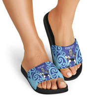 Northland Custom Rugby New Zealand Slide Sandals Aotearoa Maori Pukana Tiki Mascot