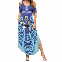 Northland Custom Rugby New Zealand Summer Maxi Dress Aotearoa Maori Pukana Tiki Mascot