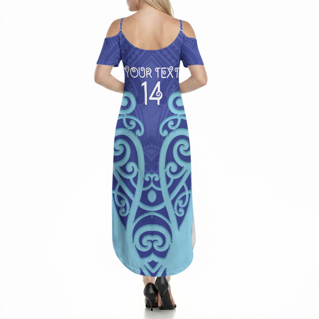 Northland Custom Rugby New Zealand Summer Maxi Dress Aotearoa Maori Pukana Tiki Mascot