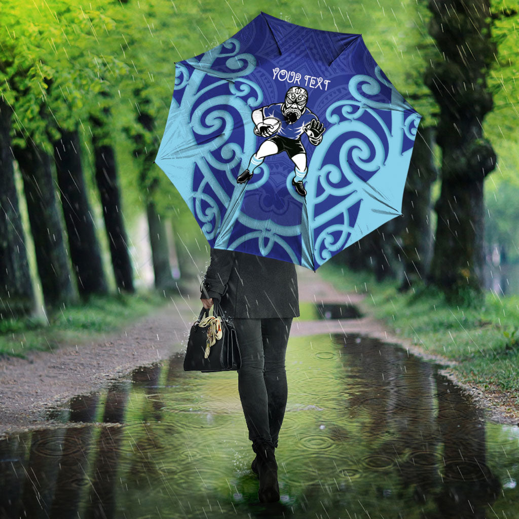 Northland Custom Rugby New Zealand Umbrella Aotearoa Maori Pukana Tiki Mascot