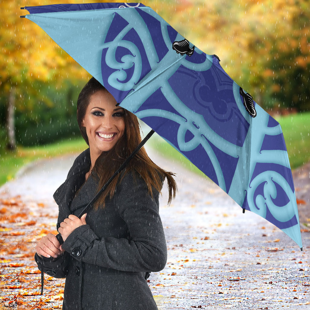 Northland Custom Rugby New Zealand Umbrella Aotearoa Maori Pukana Tiki Mascot