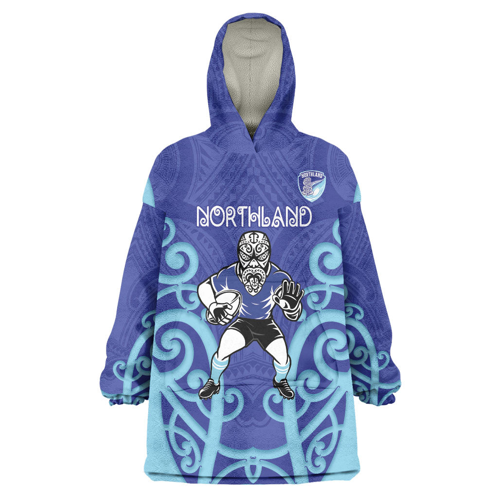 Northland Custom Rugby New Zealand Wearable Blanket Hoodie Aotearoa Maori Pukana Tiki Mascot