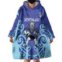 Northland Custom Rugby New Zealand Wearable Blanket Hoodie Aotearoa Maori Pukana Tiki Mascot
