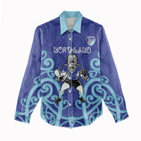 Northland Custom Rugby New Zealand Women Casual Shirt Aotearoa Maori Pukana Tiki Mascot