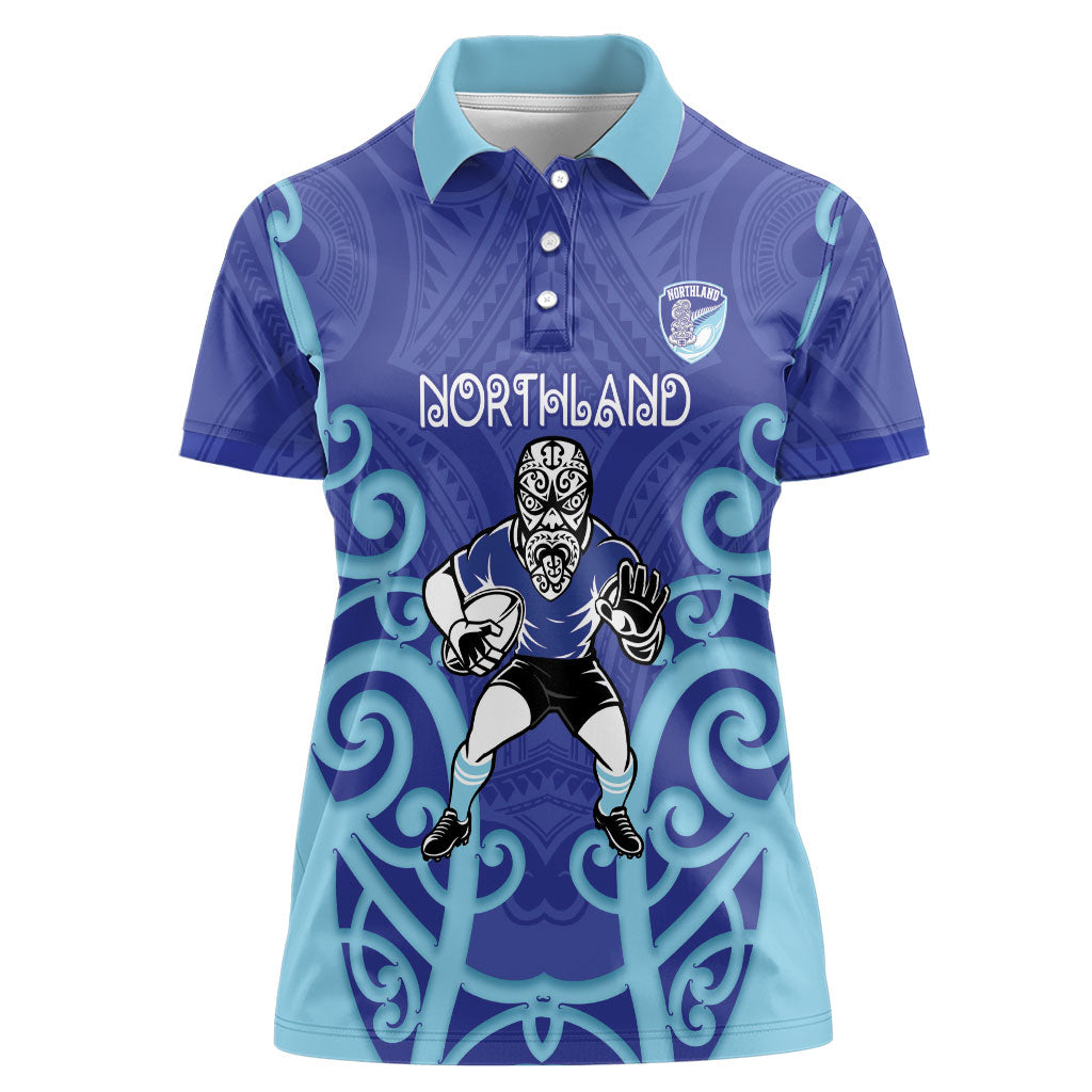 Northland Custom Rugby New Zealand Women Polo Shirt Aotearoa Maori Pukana Tiki Mascot
