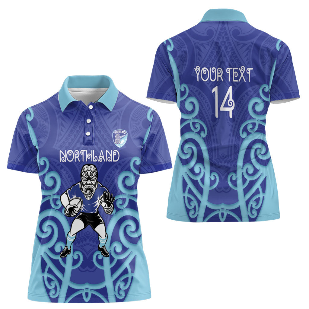 Northland Custom Rugby New Zealand Women Polo Shirt Aotearoa Maori Pukana Tiki Mascot