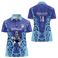 Northland Custom Rugby New Zealand Women Polo Shirt Aotearoa Maori Pukana Tiki Mascot
