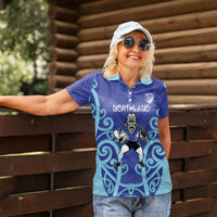 Northland Custom Rugby New Zealand Women Polo Shirt Aotearoa Maori Pukana Tiki Mascot