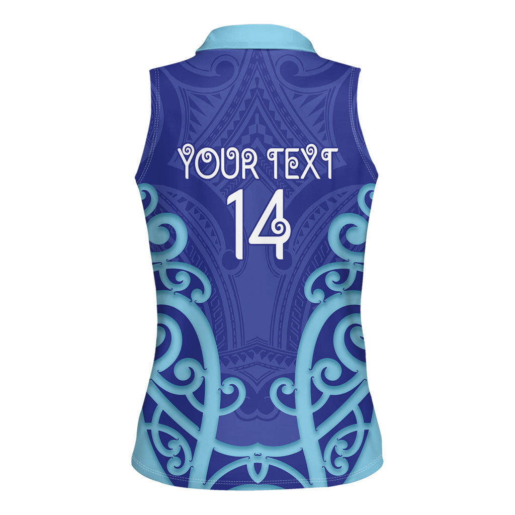 Northland Custom Rugby New Zealand Women Sleeveless Polo Shirt Aotearoa Maori Pukana Tiki Mascot