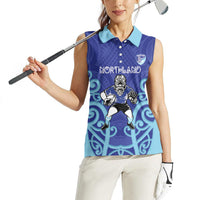 Northland Custom Rugby New Zealand Women Sleeveless Polo Shirt Aotearoa Maori Pukana Tiki Mascot