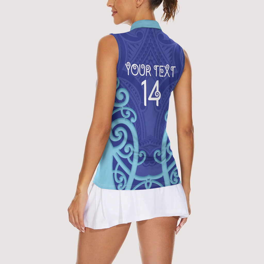 Northland Custom Rugby New Zealand Women Sleeveless Polo Shirt Aotearoa Maori Pukana Tiki Mascot