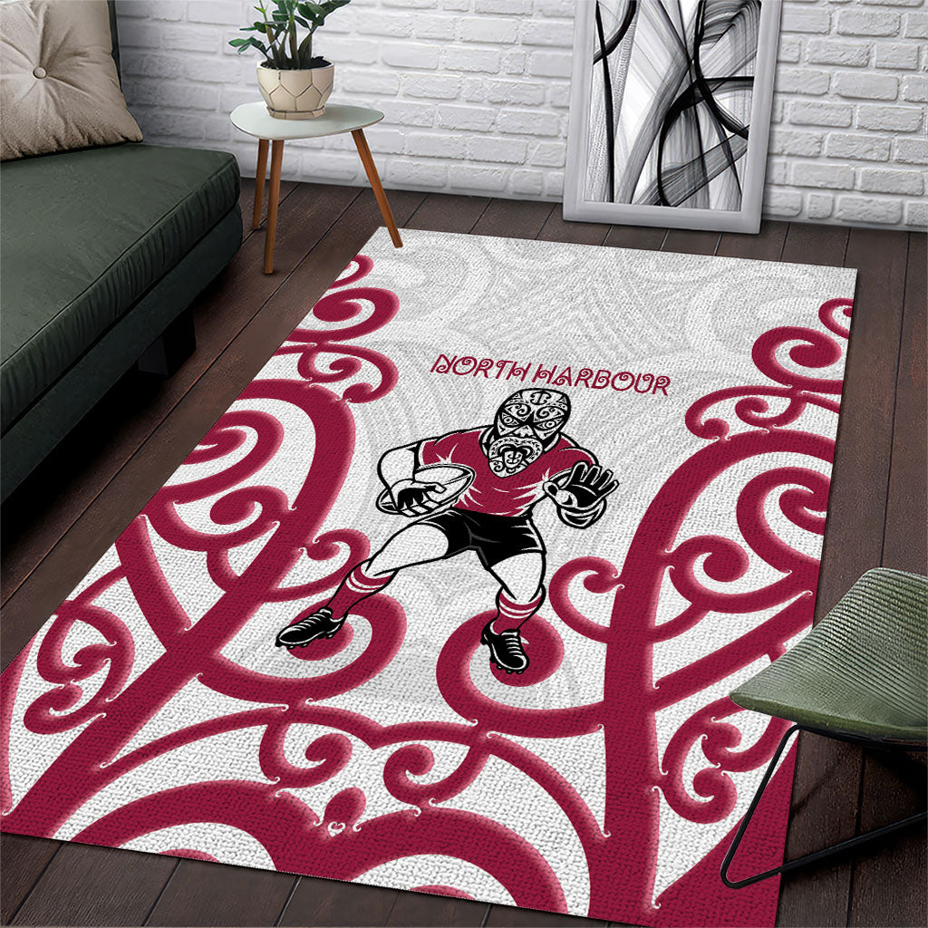 North Harbour Rugby New Zealand Area Rug Aotearoa Maori Pukana Tiki Mascot