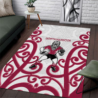 North Harbour Rugby New Zealand Area Rug Aotearoa Maori Pukana Tiki Mascot