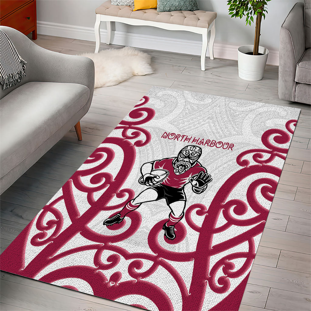 North Harbour Rugby New Zealand Area Rug Aotearoa Maori Pukana Tiki Mascot