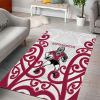 North Harbour Rugby New Zealand Area Rug Aotearoa Maori Pukana Tiki Mascot