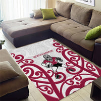 North Harbour Rugby New Zealand Area Rug Aotearoa Maori Pukana Tiki Mascot