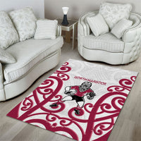 North Harbour Rugby New Zealand Area Rug Aotearoa Maori Pukana Tiki Mascot