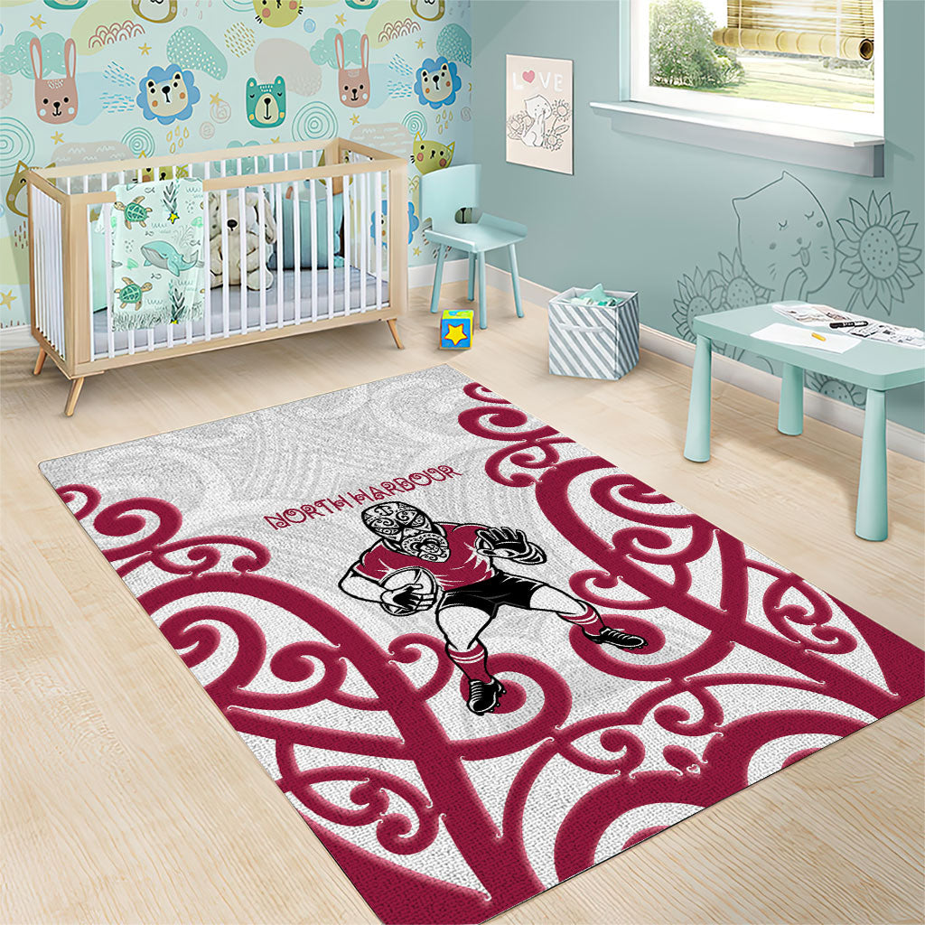 North Harbour Rugby New Zealand Area Rug Aotearoa Maori Pukana Tiki Mascot
