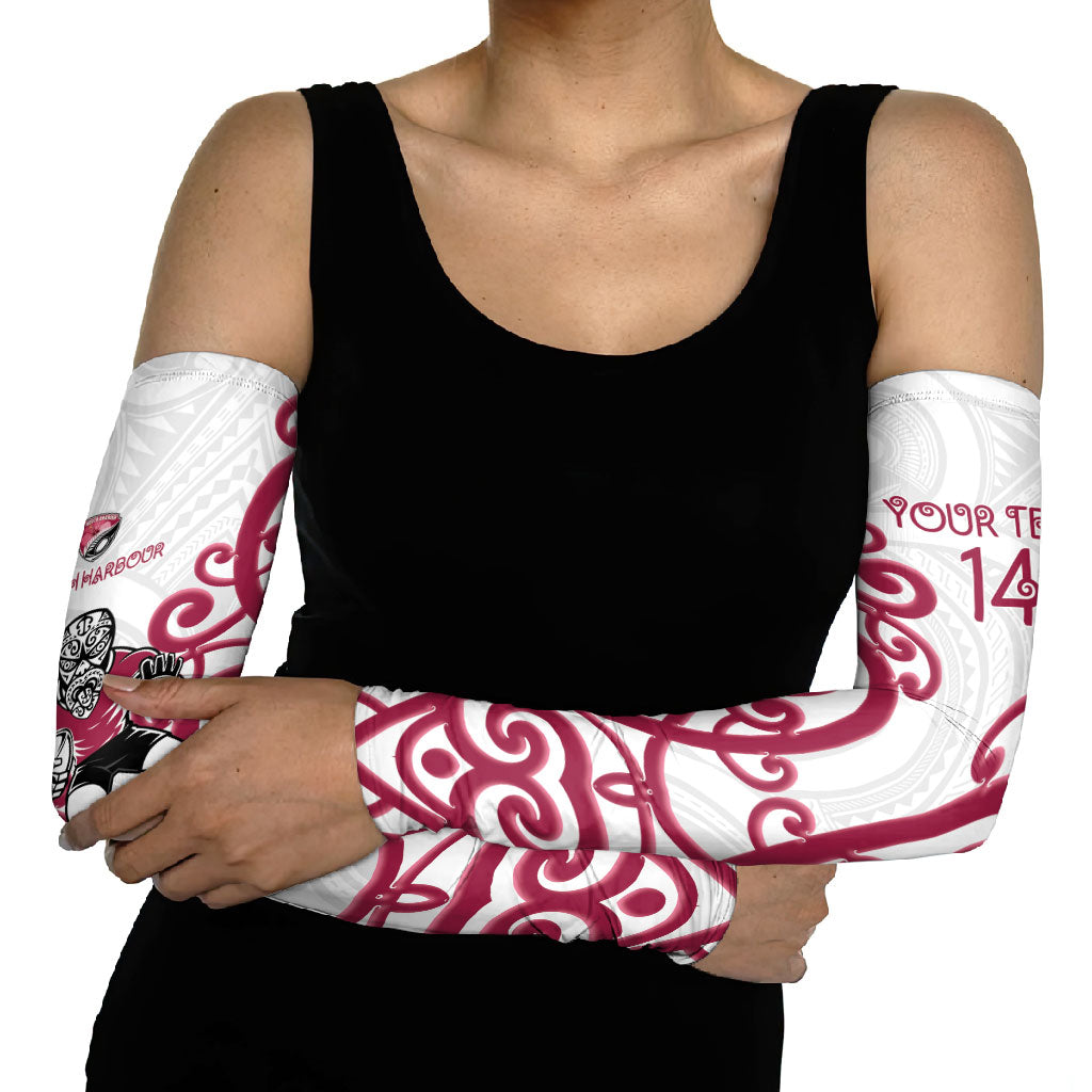 North Harbour Custom Rugby New Zealand Arm Sleeves Aotearoa Maori Pukana Tiki Mascot