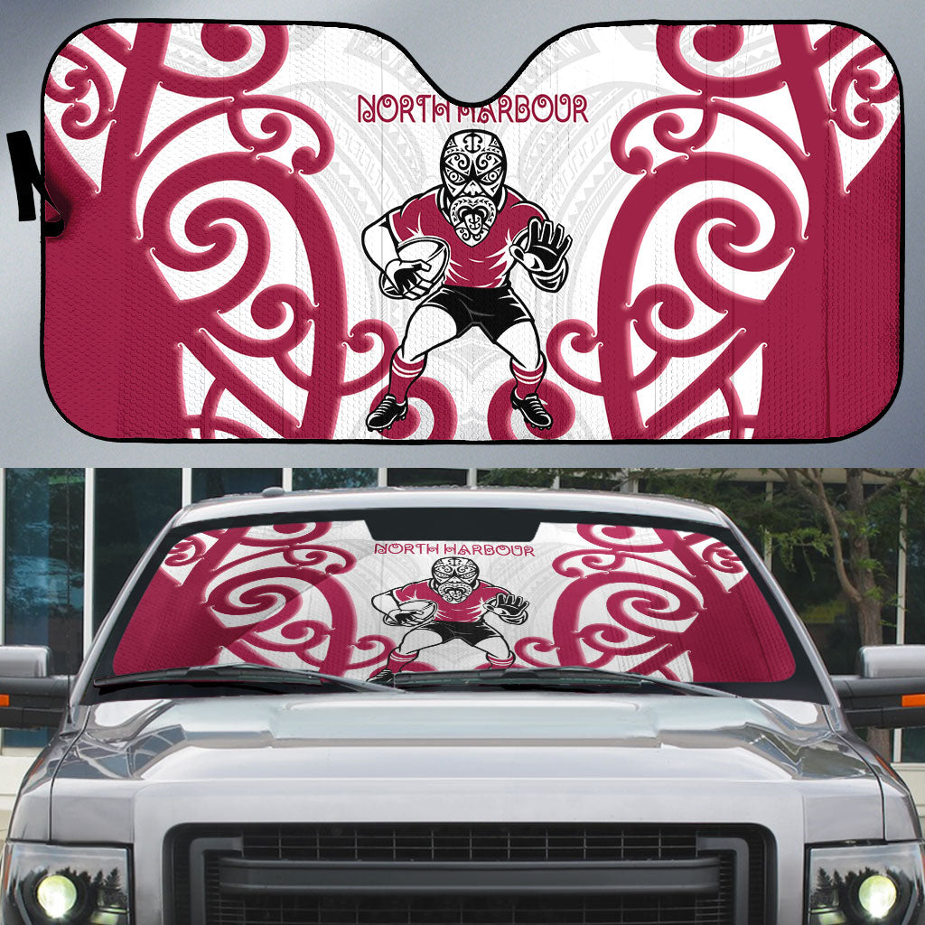 North Harbour Rugby New Zealand Auto Sun Shade Aotearoa Maori Pukana Tiki Mascot