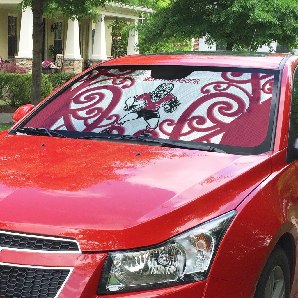 North Harbour Rugby New Zealand Auto Sun Shade Aotearoa Maori Pukana Tiki Mascot