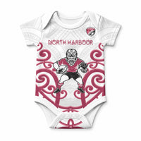 North Harbour Custom Rugby New Zealand Baby Onesie Aotearoa Maori Pukana Tiki Mascot
