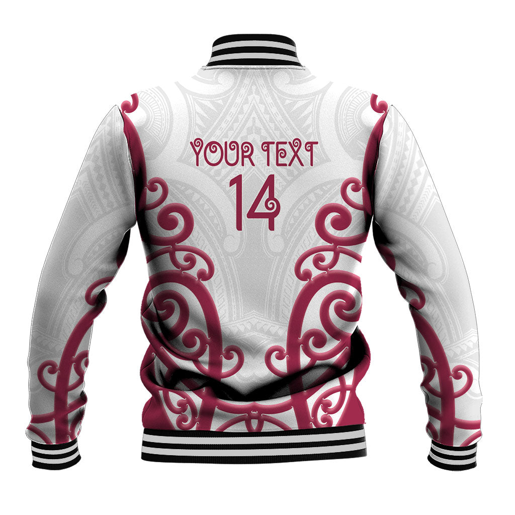 North Harbour Custom Rugby New Zealand Baseball Jacket Aotearoa Maori Pukana Tiki Mascot