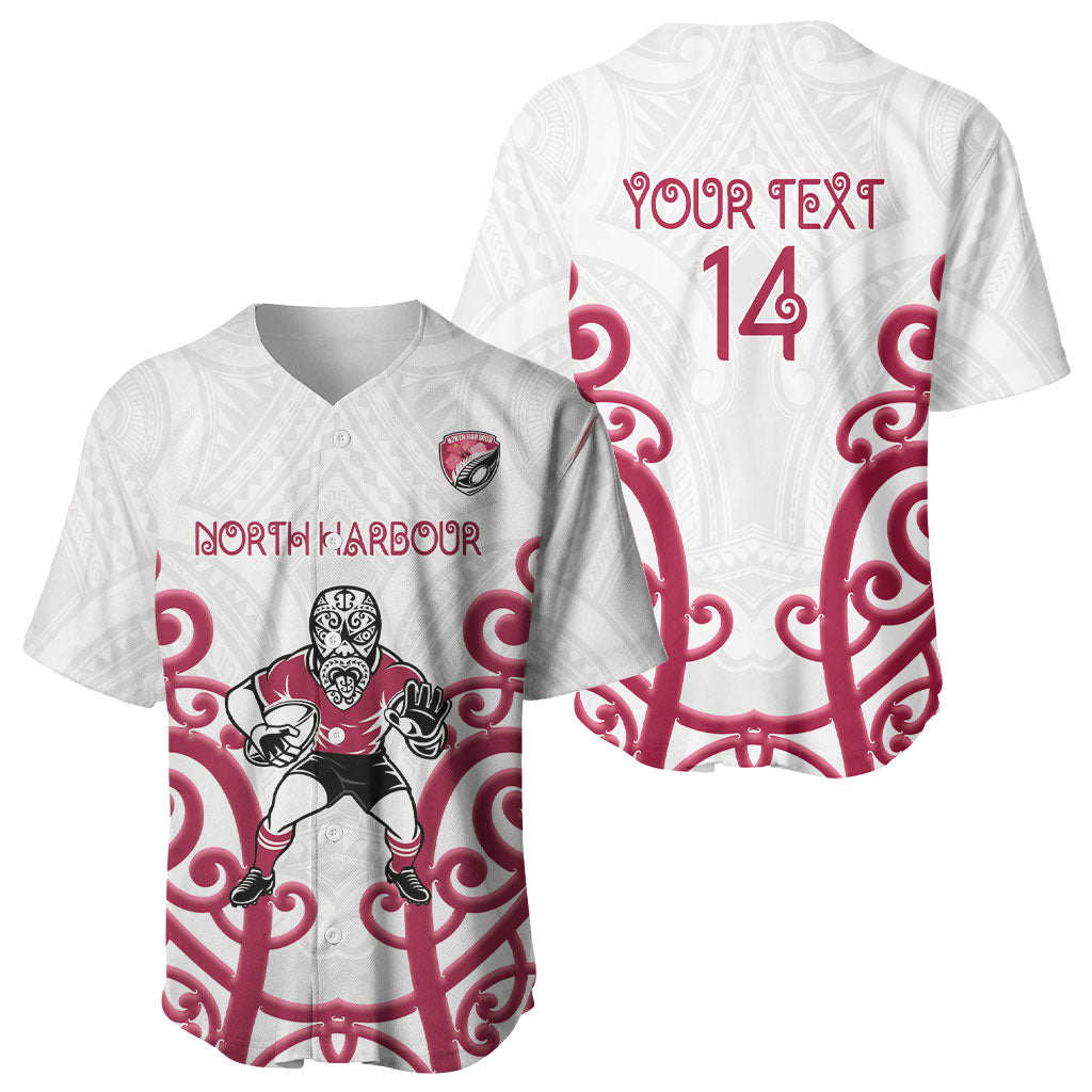 North Harbour Custom Rugby New Zealand Baseball Jersey Aotearoa Maori Pukana Tiki Mascot