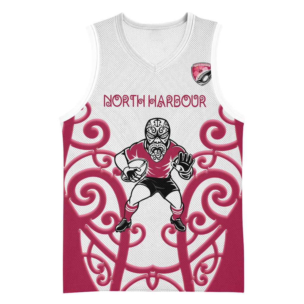 North Harbour Custom Rugby New Zealand Basketball Jersey Aotearoa Maori Pukana Tiki Mascot