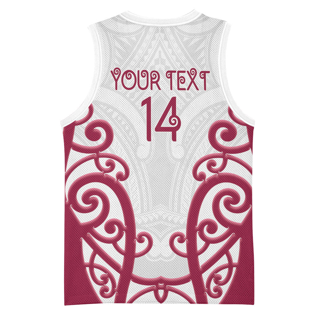 North Harbour Custom Rugby New Zealand Basketball Jersey Aotearoa Maori Pukana Tiki Mascot