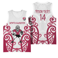 North Harbour Custom Rugby New Zealand Basketball Jersey Aotearoa Maori Pukana Tiki Mascot