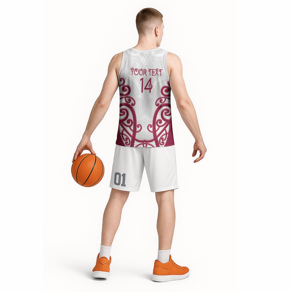 North Harbour Custom Rugby New Zealand Basketball Jersey Aotearoa Maori Pukana Tiki Mascot