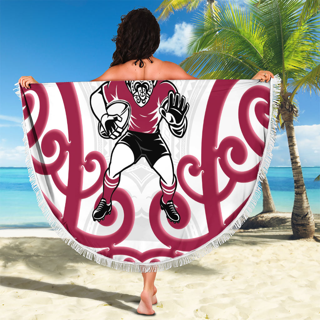 North Harbour Rugby New Zealand Beach Blanket Aotearoa Maori Pukana Tiki Mascot