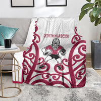 North Harbour Rugby New Zealand Blanket Aotearoa Maori Pukana Tiki Mascot