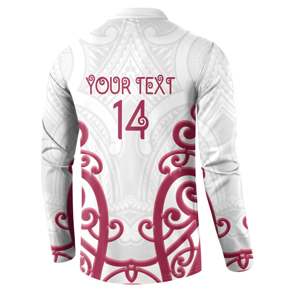 North Harbour Custom Rugby New Zealand Button Sweatshirt Aotearoa Maori Pukana Tiki Mascot