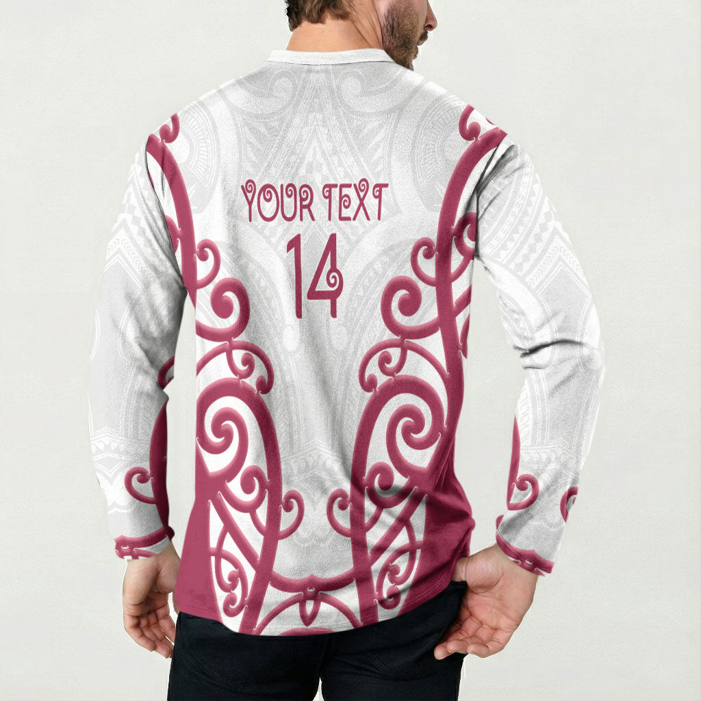 North Harbour Custom Rugby New Zealand Button Sweatshirt Aotearoa Maori Pukana Tiki Mascot