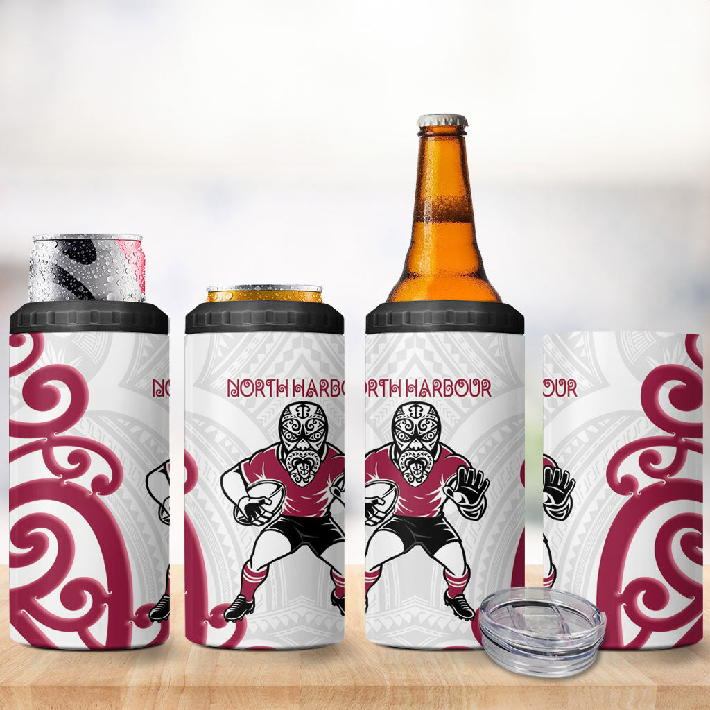 North Harbour Rugby New Zealand 4 in 1 Can Cooler Tumbler Aotearoa Maori Pukana Tiki Mascot