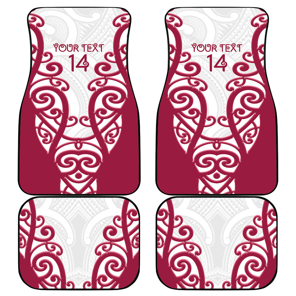 North Harbour Custom Rugby New Zealand Car Mats Aotearoa Maori Pukana Tiki Mascot